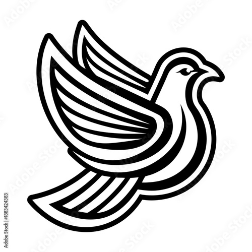 Glyph style icon showing a pigeon logo