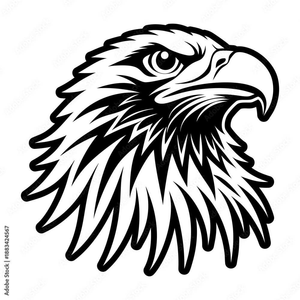 Fototapeta premium Solid style icon showing an eagle head