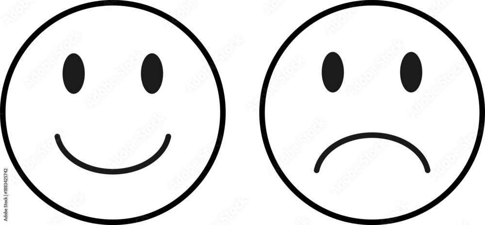 Fototapeta premium Simple emotion icons - happy and sad faces