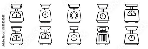 Minimalist luggage scale icon pack outline version. Holiday vector design illustration