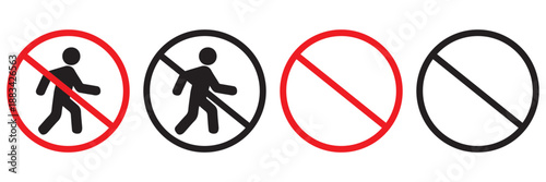 No Entry Sign Vector with Red Stick Figure – Authorized Personnel Only, Restricted Area 
Prohibition Icon
