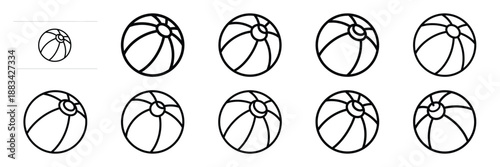 Minimalist holiday beach ball icon pack outline version. Holiday vector design illustration