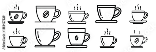Minimalist holiday coffee break icon pack outline version. Holiday vector design illustration