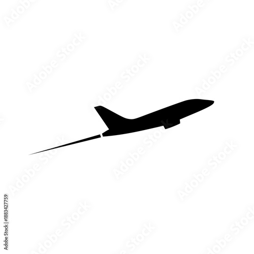 Plane taking off silhouette icon isolated on white background