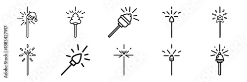 Minimalist holiday joy spark icon pack outline version. Holiday vector design illustration