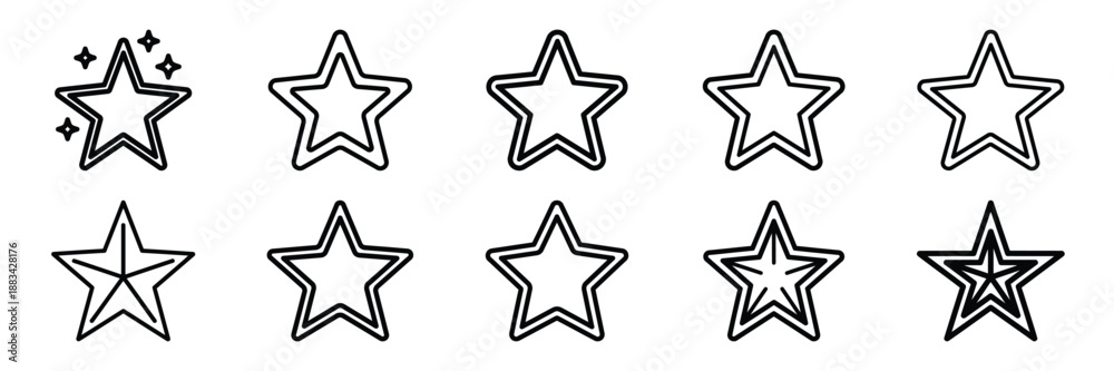 Obraz premium Minimalist holiday sparkle star icon pack outline version. Holiday vector design illustration