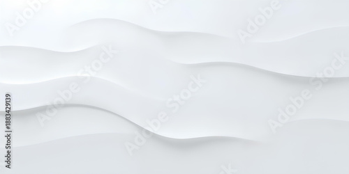 Abstract white wavy background with soft shadows and smooth curves creating a sense of flow