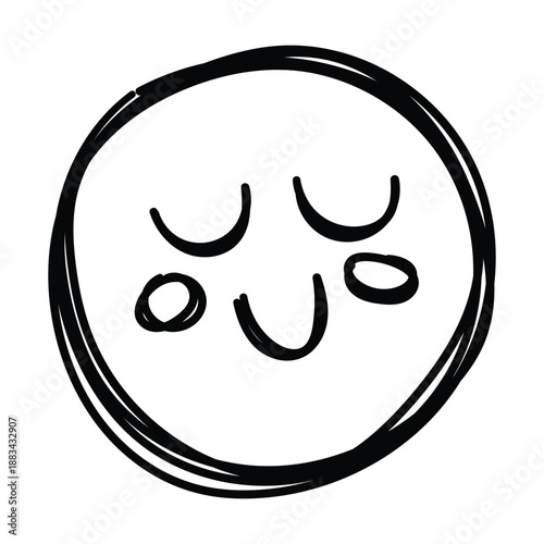 Crying emotional face doodle sketch drawing depicting upset or tearful expression in simple style
