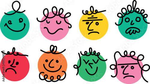 Cartoon Animal and Monster Character Vector Set with Cute Funny Cat, Dog, Owl, Bird and Alien Faces for Children, Baby Design, Halloween Art and Icon Illustration