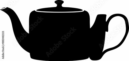 Black and White Minimalist Teapot Silhouette  Traditional Kitchen Utensil