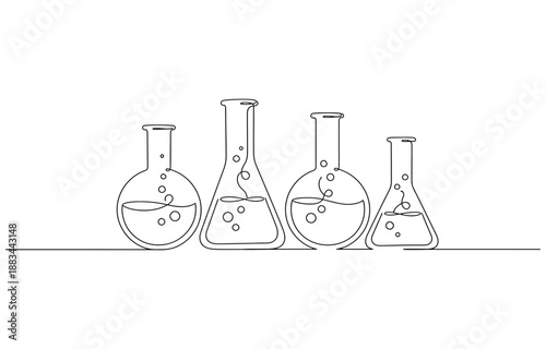 lab chemical glass continuous one line drawing.