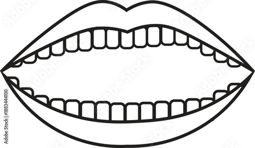 Open mouth teeth outline icon