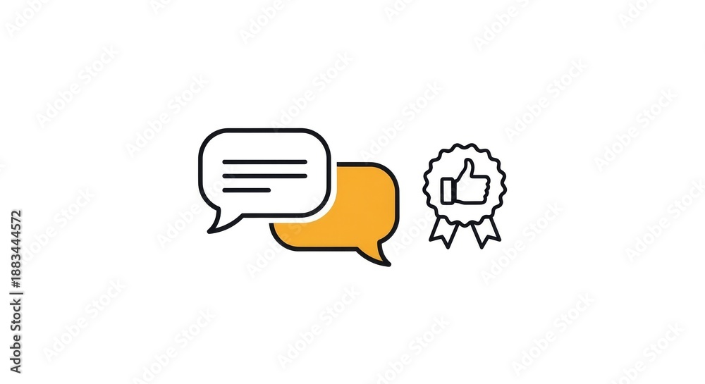 Fototapeta premium Top Conversation – Chat Bubble with Award Badge for Praised Feedback & Approval