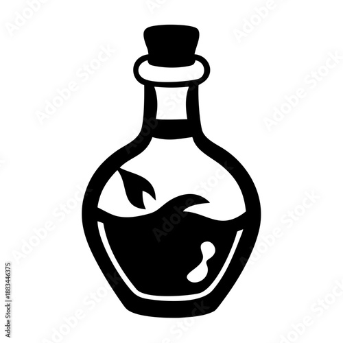 Black and white illustration of a poison bottle