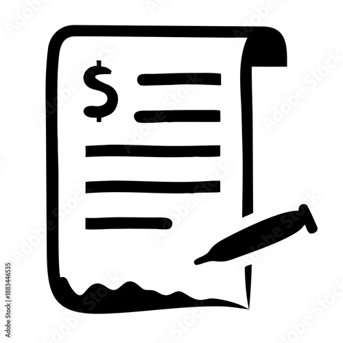 Invoice or receipt document with dollar sign and lines for writing