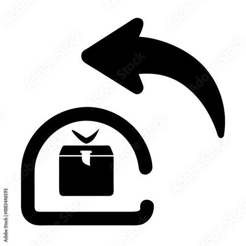 Return and exchange icon with a box and arrow
