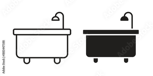Bathroom icon suitable. Simple outline and solid style icon EPS10