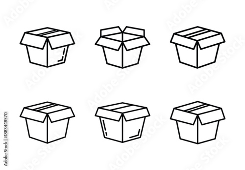 Set of food related takeaway box  outline vector icons. food linear icons collection, Editable stroke