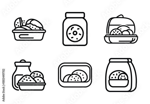 Set of food related weight loss meal  outline vector icons. food linear icons collection, Editable stroke