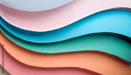 Abstract Wavy Pastel Paper Layers