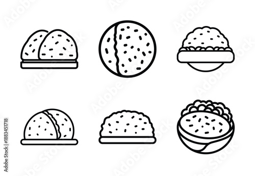 Set of food related falafel  outline vector icons. food linear icons collection, Editable stroke