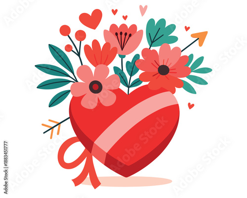 Eternal Affection Bouquet: A blossoming expression of love and devotion, featuring a vibrant bouquet of flowers gracefully arranged around a symbolic heart.