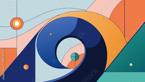 Abstract vector background illustration featuring a 3d target design with a vinyl record disc and arrow icons symbolizing a modern music technology business concept