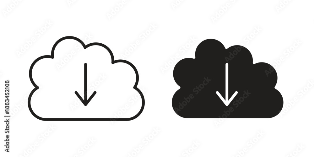 Obraz premium Cloud download icon suitable. Simple outline and solid style icon EPS10