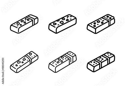 Set of food related granola bar  outline vector icons. food linear icons collection, Editable stroke