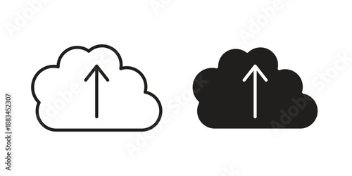 Cloud upload icon suitable. Simple outline and solid style icon EPS10