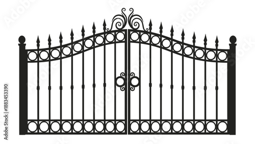 Ornate Iron Gate Icon – Decorative Wrought Fence Symbol for Estate, Garden & Security Design