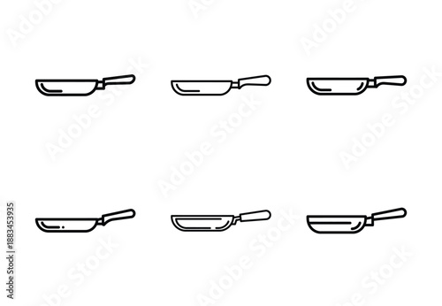 Set of food related saucepan  outline vector icons. food linear icons collection, Editable stroke