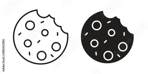 Cookie icon suitable. Simple outline and solid style icon EPS10
