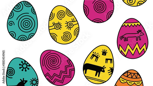 Colorful Easter Eggs with Unique Designs.