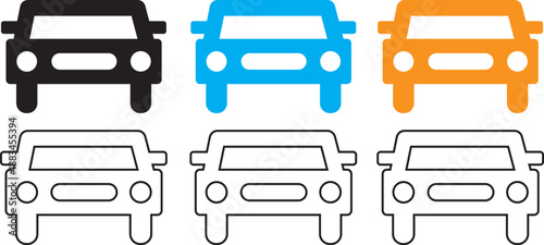  Car rental and service icons. Vehicle maintenance and repair signs set Modern automotive transportation symbols. Professional taxi and auto leasing icons. Vector car garage interface elements.
