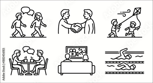 Leisure and Hobbies Line Art Set