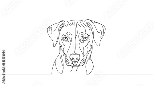 Minimalist Dog Head Continuous Line Drawing for Pet Logo