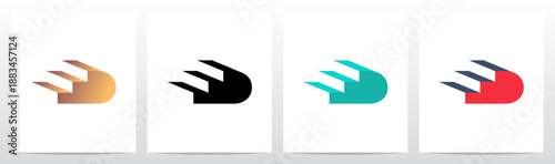 Three Steps Stairs Three-Dimensional Letter Initial Logo Design D