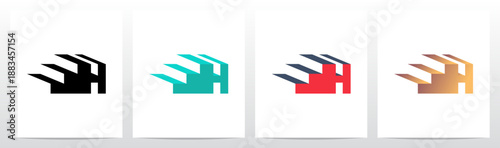 Three Steps Stairs Three-Dimensional Letter Initial Logo Design H