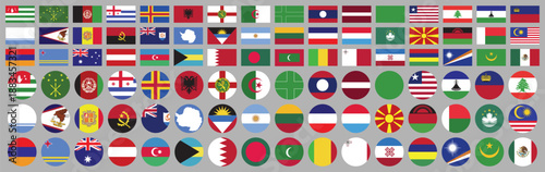Collection of National Flags in Rectangular and Circular Formats Vector Illustration Free Download Collection of National Flags in Rectangular and Circular Formats Vector Illustration - GFXLoad