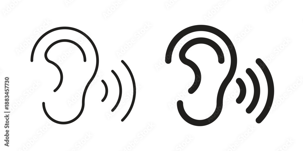 Obraz premium Ear icon suitable. Simple outline and solid style icon EPS10