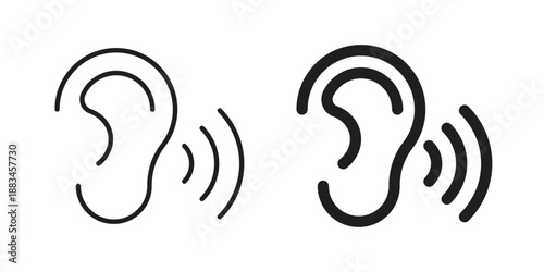Ear icon suitable. Simple outline and solid style icon EPS10