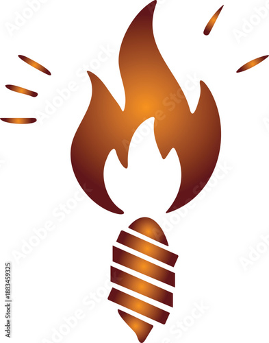 A vibrant flame torch graphic isolated on transparent background perfect for sports events and cultural celebrations design elements