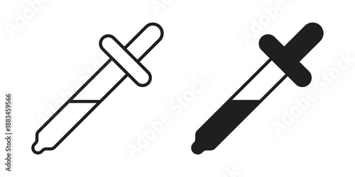Eye dropper icon suitable. Simple outline and solid style icon EPS10