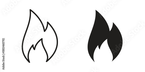 Fire icon suitable. Simple outline and solid style icon EPS10