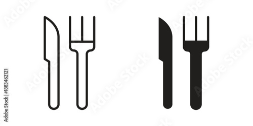 Fork and Knife icon suitable. Simple outline and solid style icon EPS10