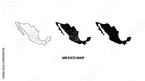 Minimalist mexico map illustrations