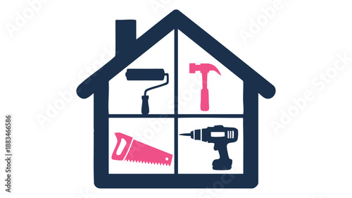 Home improvement tools icon set