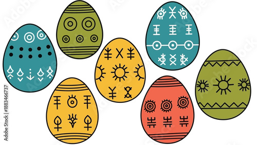 Colorful Easter Eggs with Unique Patterns.