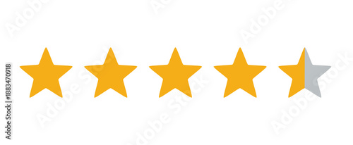 Canvastavla Golden star rating icon with four full stars and one half star